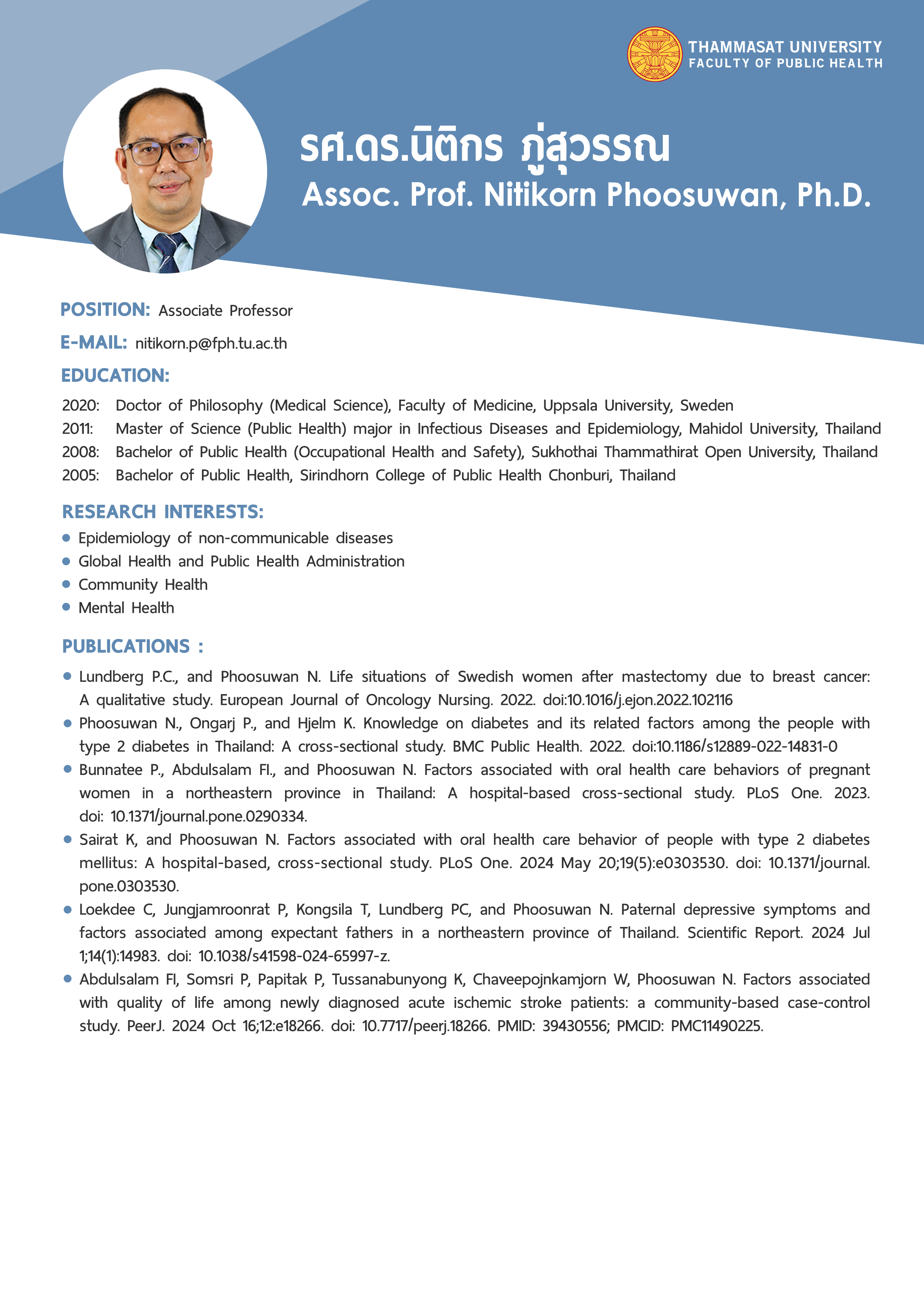 CV: Faculty of Public Health